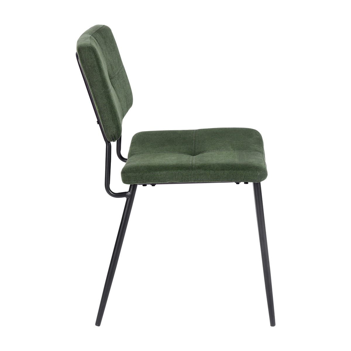 Karomi - Ensemble de 2 chaises de salle à manger industrielles en tissu vert