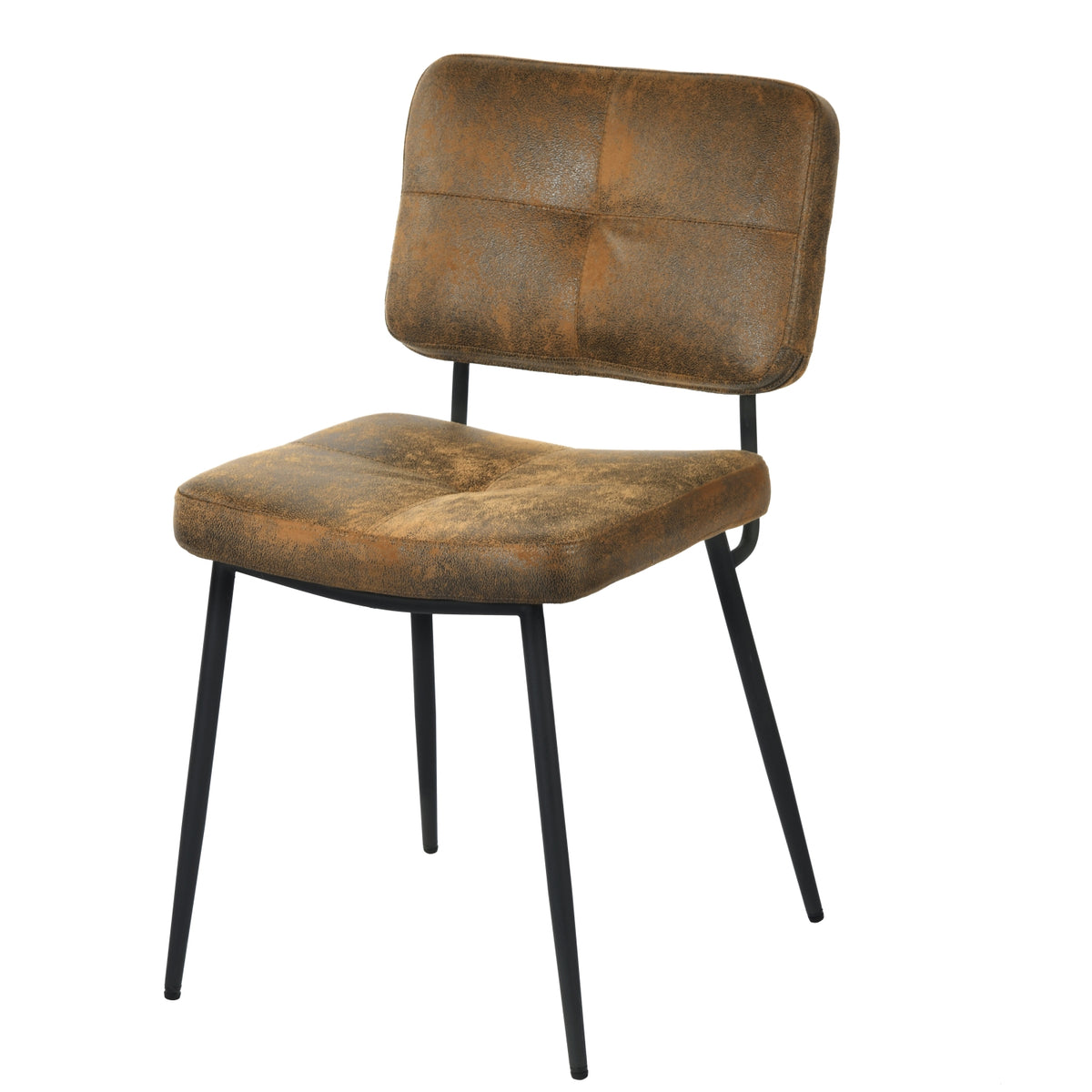 Karomi - Ensemble de 2 chaises de salle à manger industrielles en suédine brune