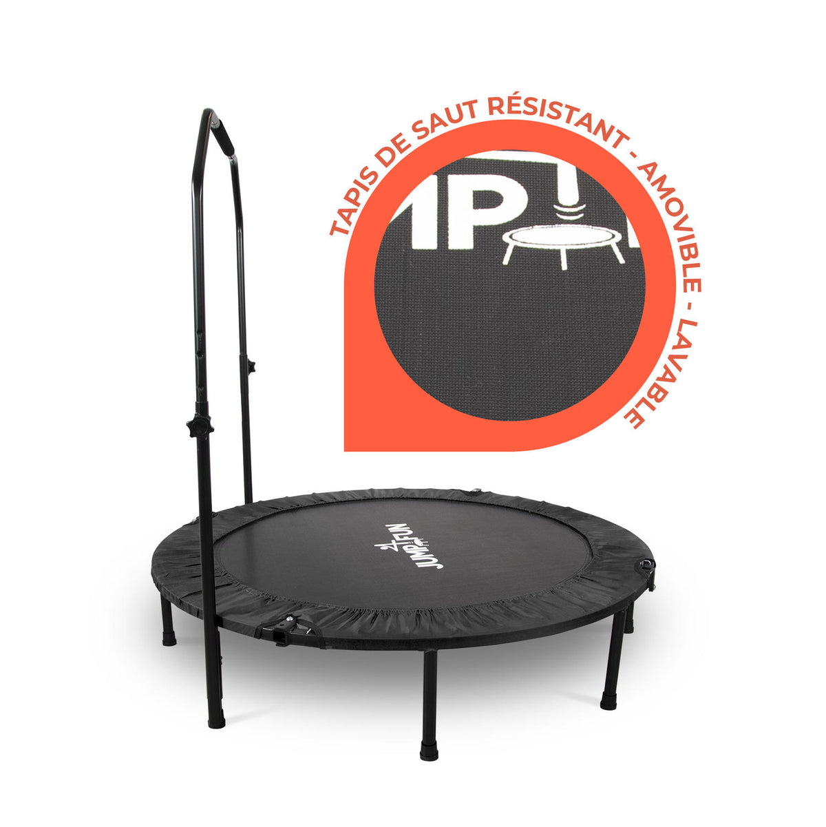 Mini Trampoline Fitness Jump4fun Pliable Door-Bar - 122cm noir