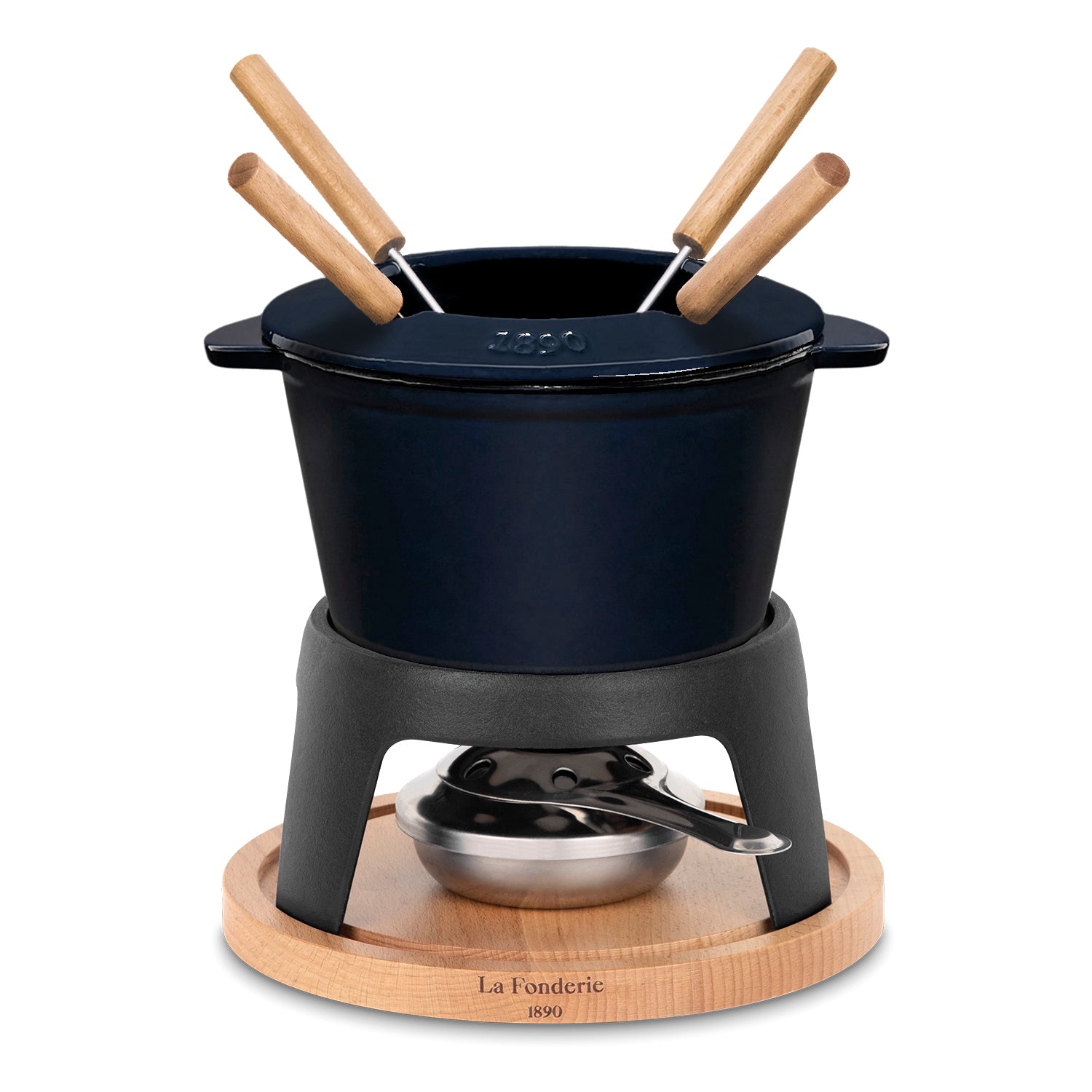 Service à fondue en fonte pour 4 personnes - Bleu