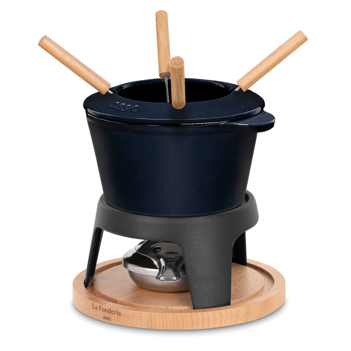 Service à fondue en fonte pour 4 personnes - Bleu