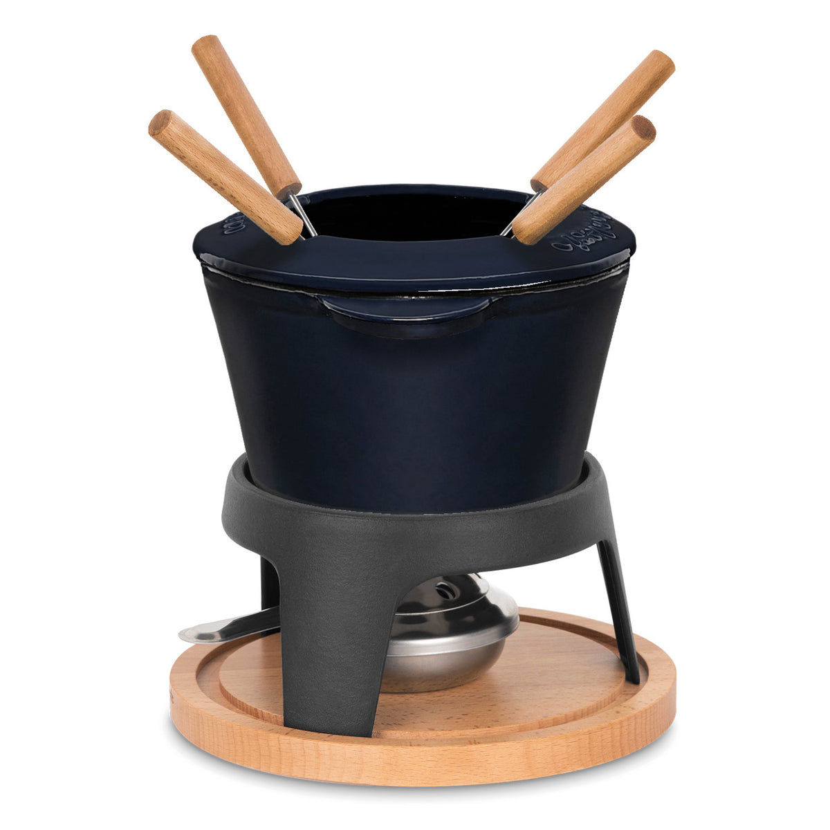 Service à fondue en fonte pour 4 personnes - Bleu