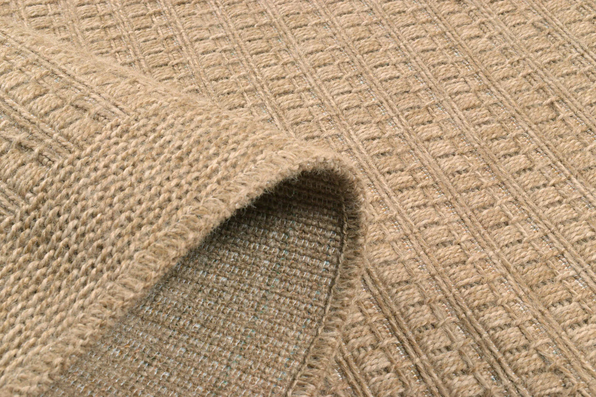 Tapis effet jute naturel uni marron rond - Nature