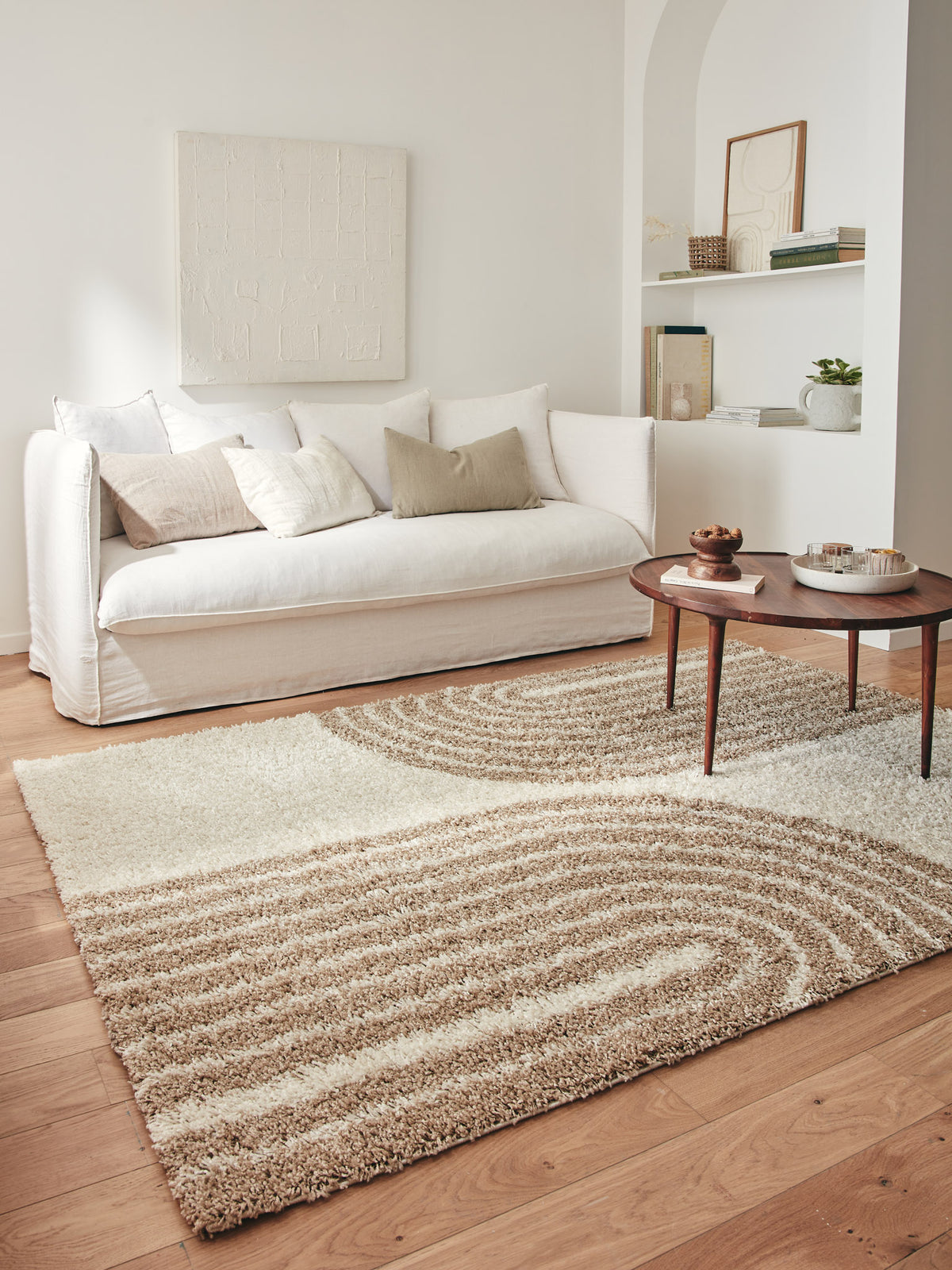 Tapis shaggy beige - Olympe