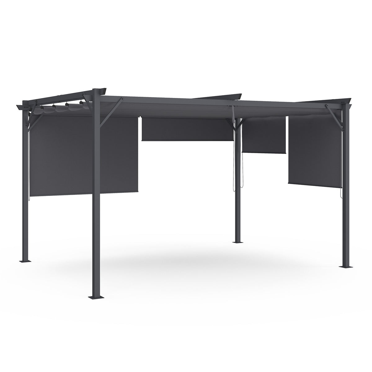 Pergola Marina 3x4m toit rétractable avec 4 stores intégrés gris