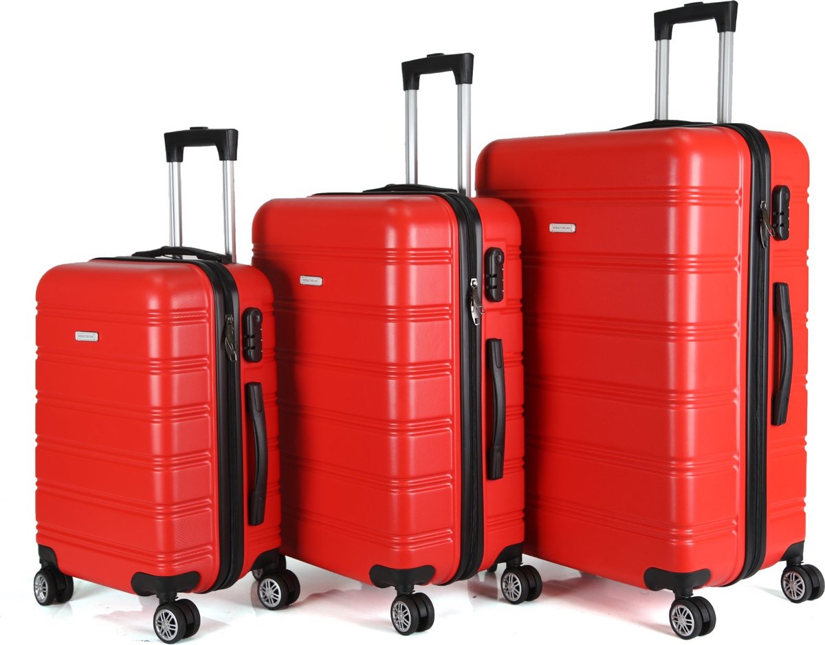Set 3 valises 36-67-98 litres ABS avec 4 roulettes Rouge