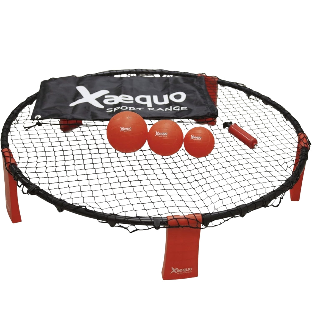 Jeu de Roundnet Complet avec Sac de Transport – Filet, 3 Balles et Pompe Inclus