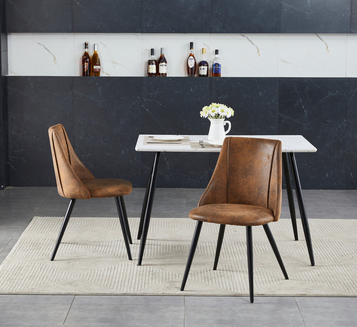 Smeg - Ensemble de 2 chaises de salle à manger industrielles en suédine brune