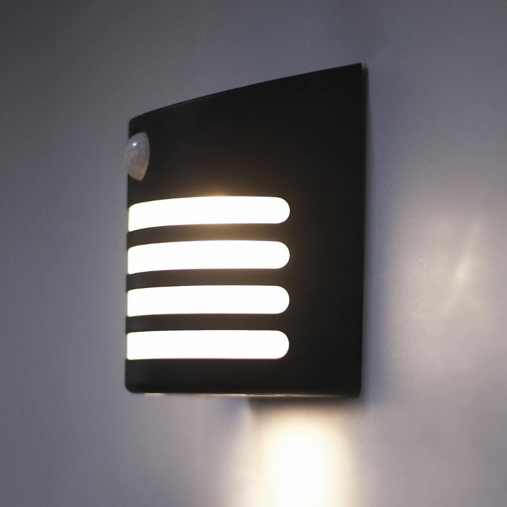 Lot de 2 appliques murales solaires d'extérieur noires – Sans Fil avec Détecteur de Mouvement