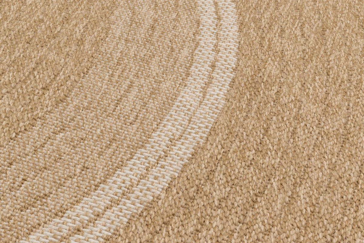 Tapis aspect jute nature motifs circulaires blancs rond - Nature