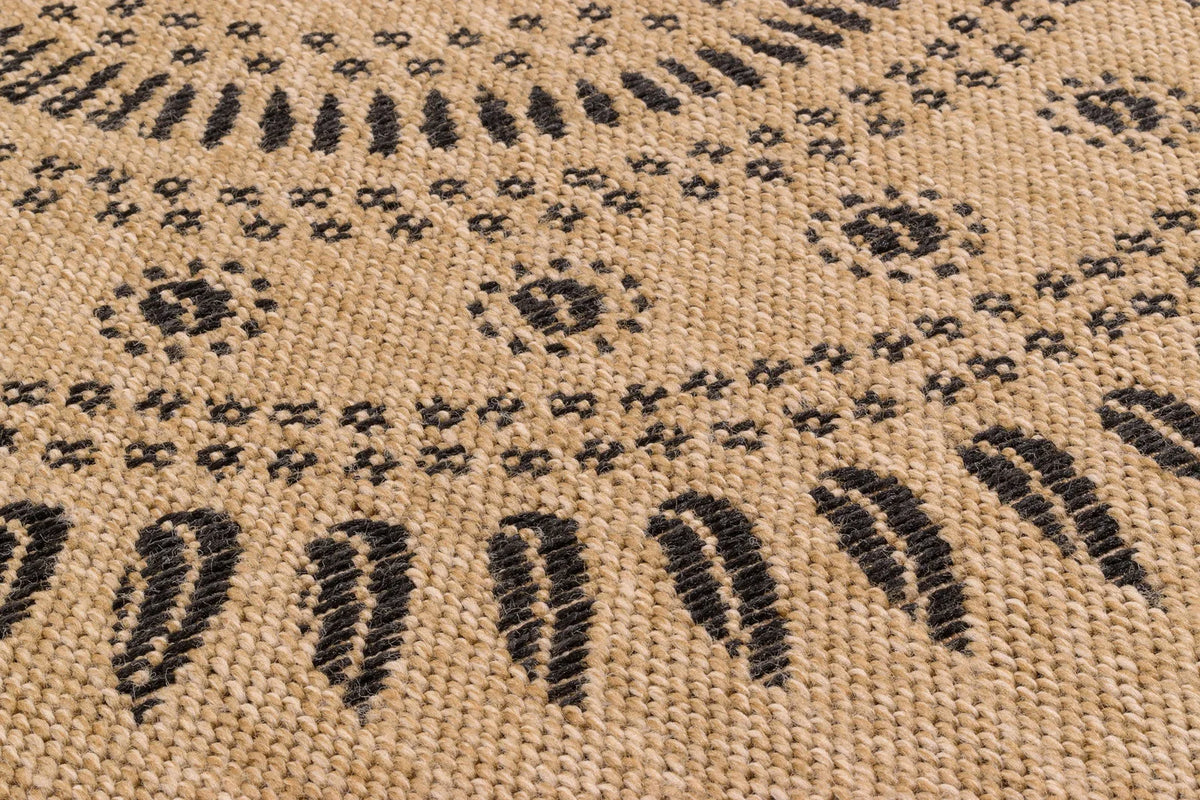 Tapis aspect jute nature motifs orientaux noirs - Nature