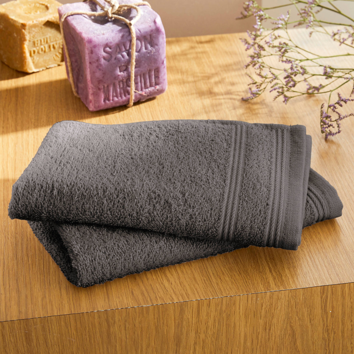 Lot de 2 serviettes invite eponge "Spa" 30 x 50 cm
