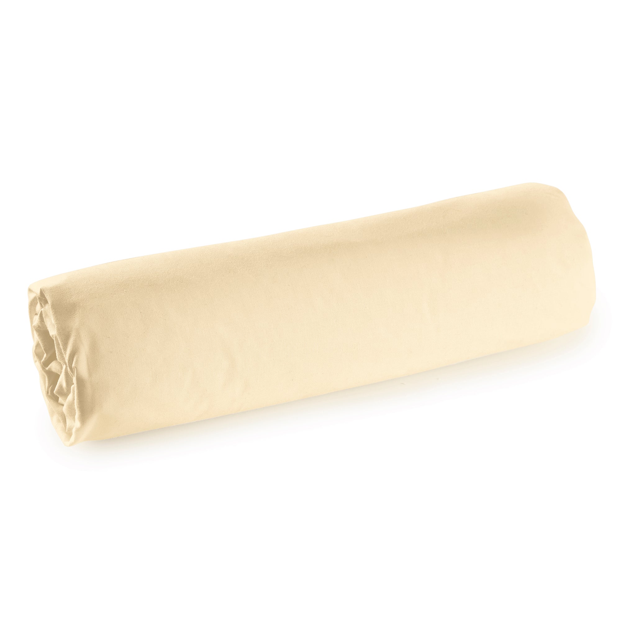 Drap housse Percale 180 x 200 cm Pur Coton Peigné Longues Fibres 80 Fils/cm² Ivoire