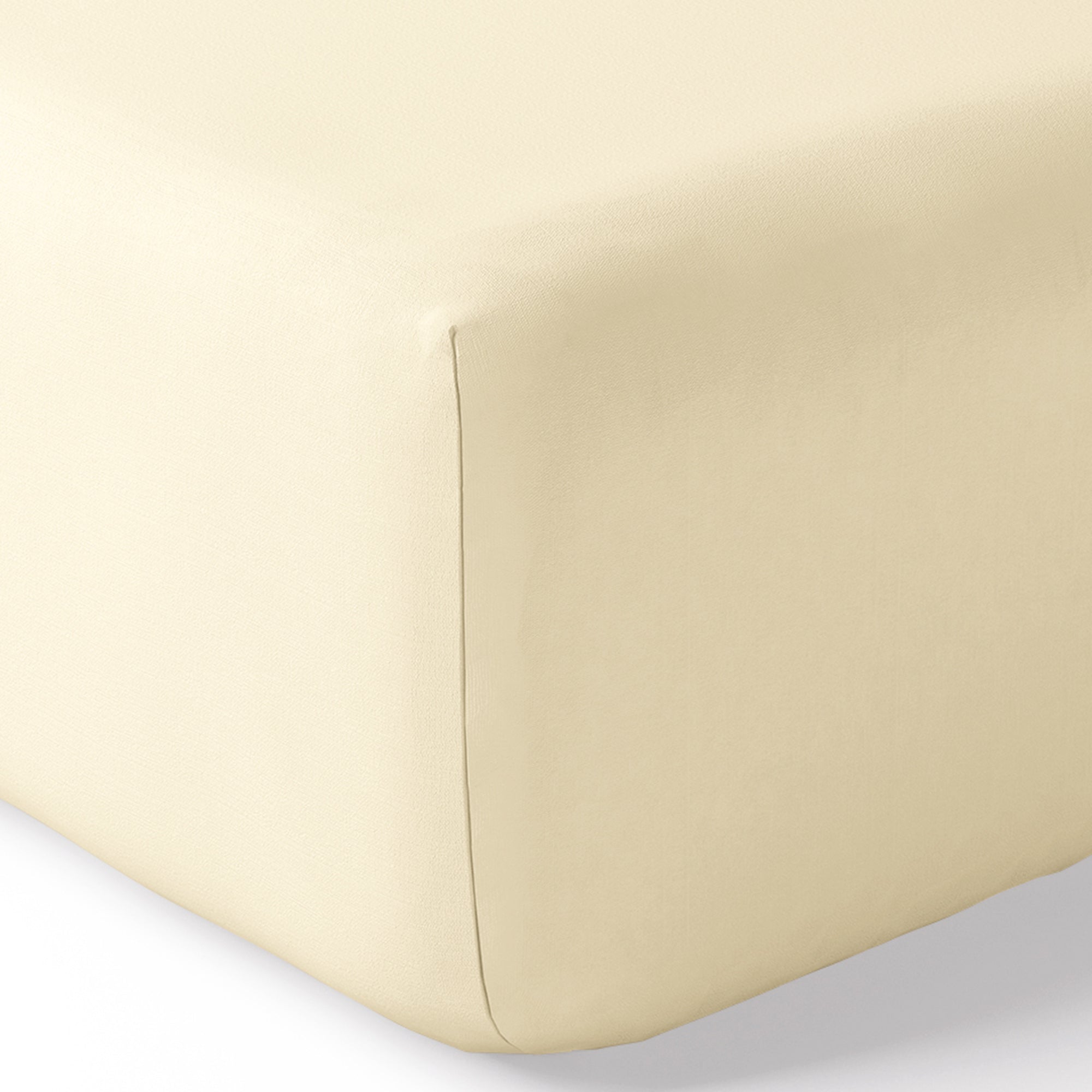 Drap housse Percale 180 x 200 cm Pur Coton Peigné Longues Fibres 80 Fils/cm² Ivoire