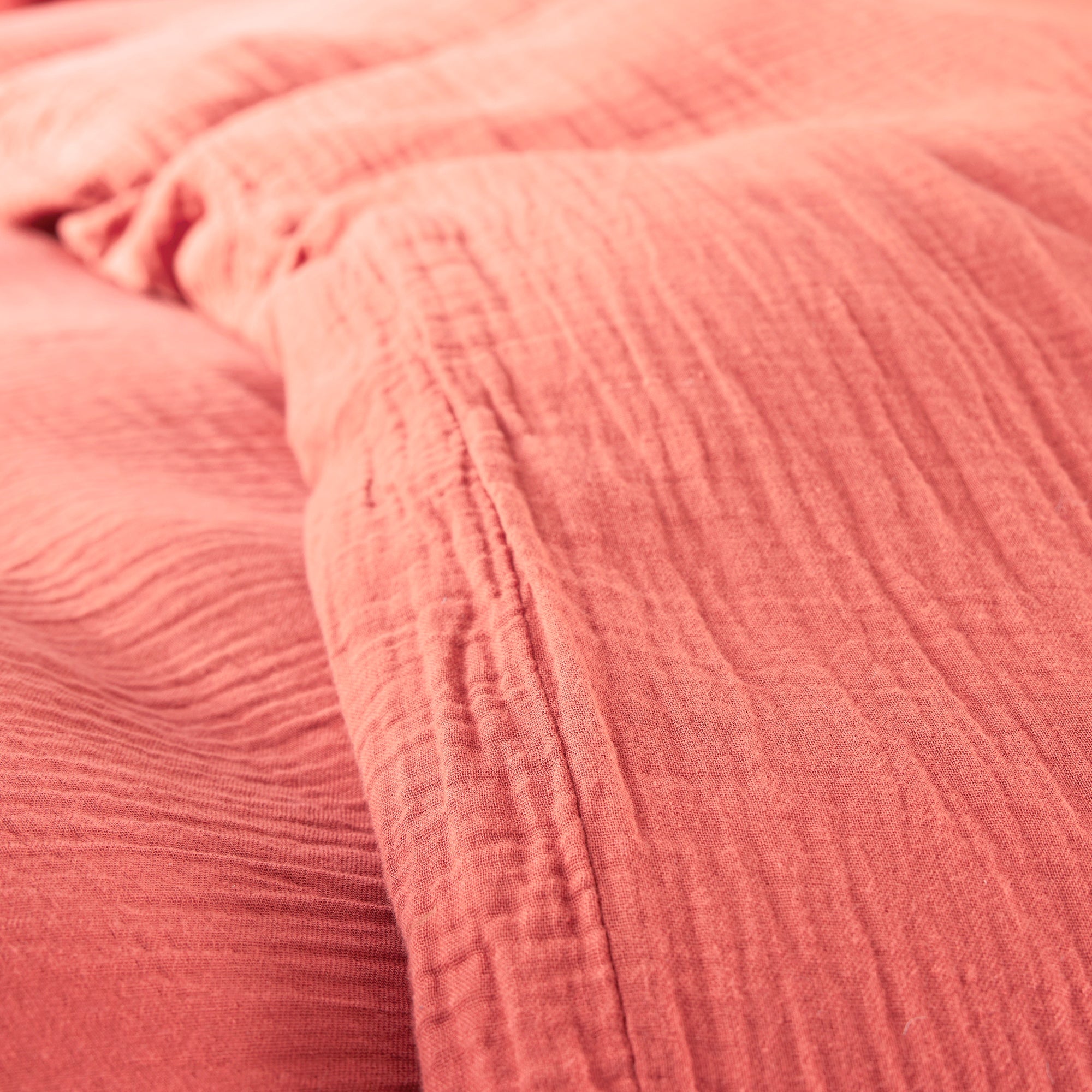 Pack 3 pièces Housse de couette - 260x240cm + 2 taies d'oreiller 65X65cm gaze de coton Blush