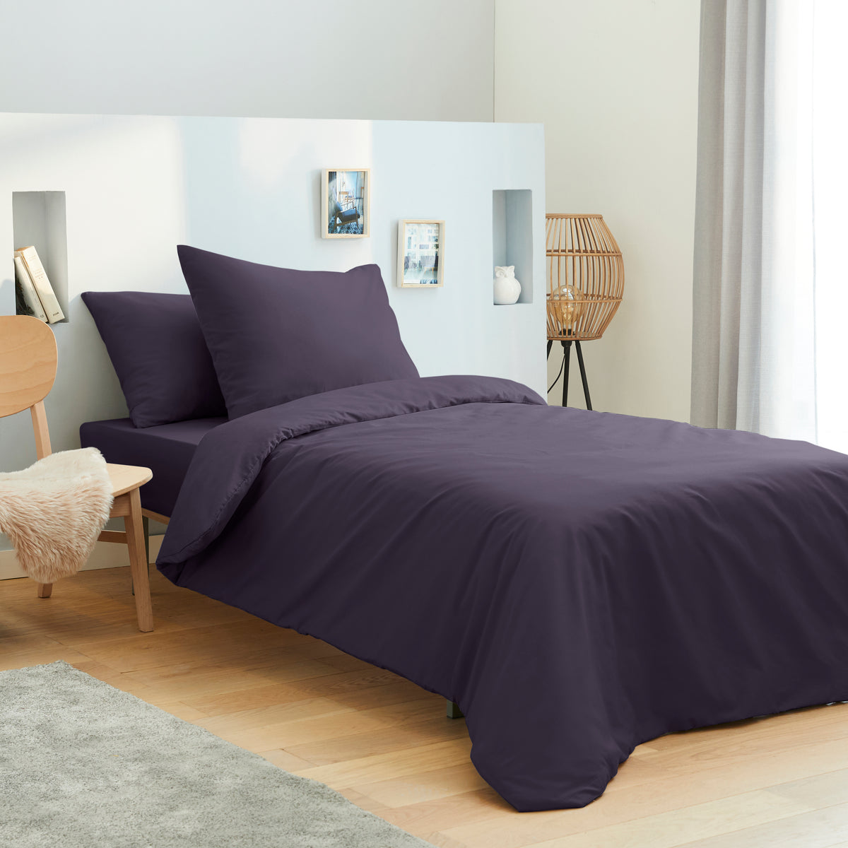 Housse de couette unie 140 x 200 100% coton