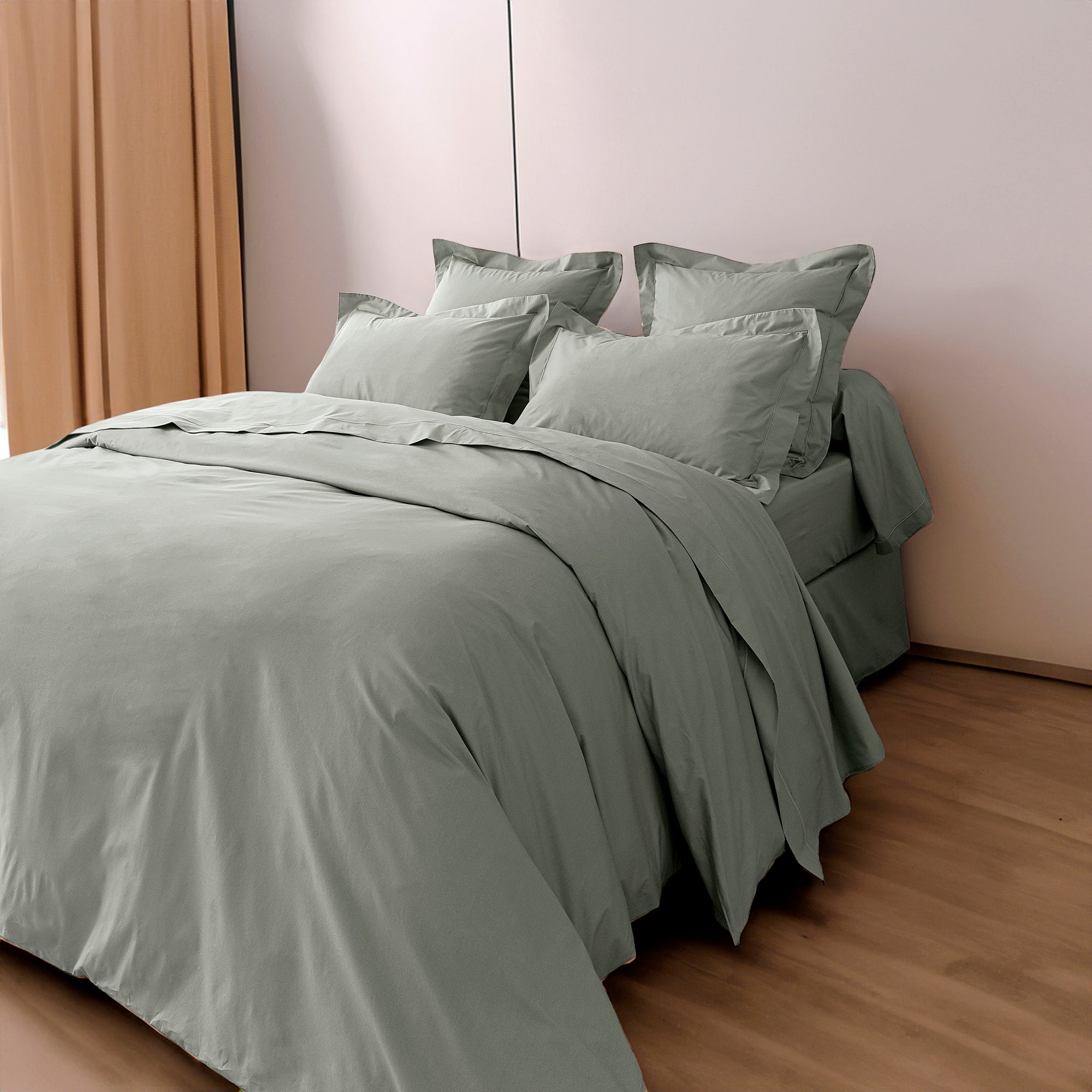 Housse de couette Percale 140 x 200 cm Pur Coton Peigné Longues Fibres 80 Fils/cm² Ardoise