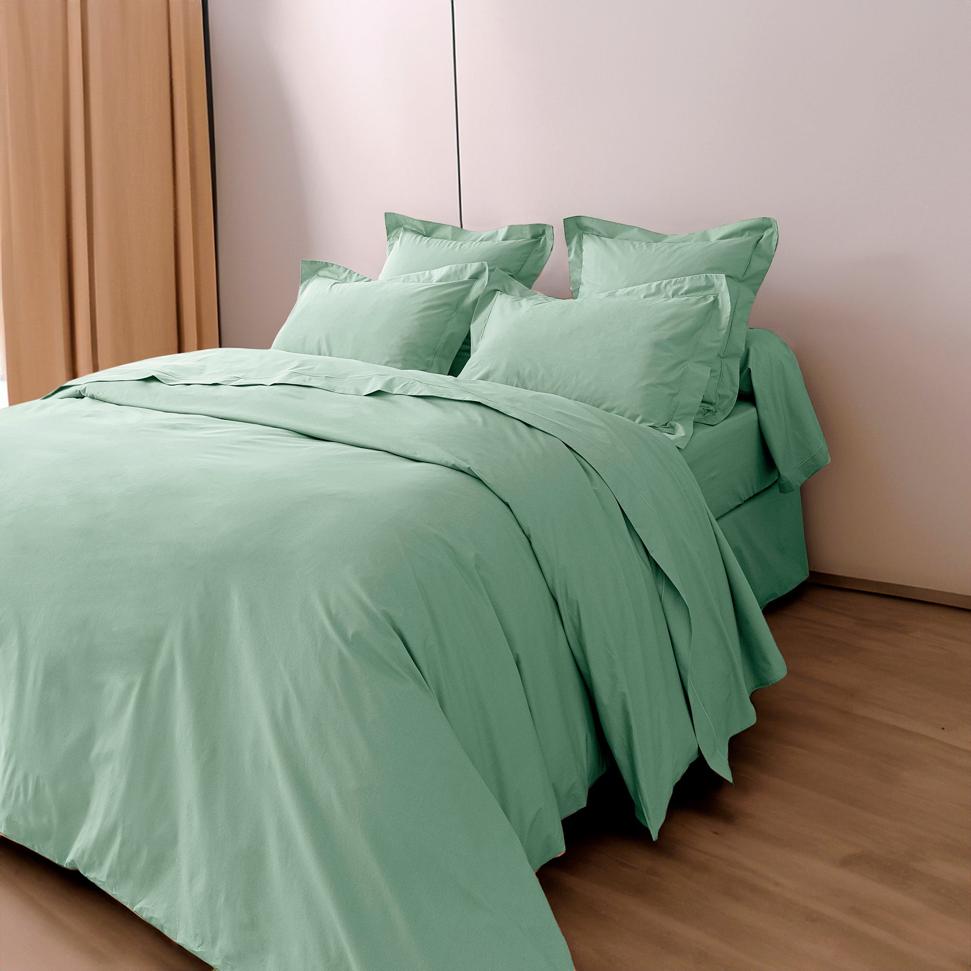 Housse de couette Percale 140 x 200 cm Pur Coton Peigné Longues Fibres 80 Fils/cm² Celedon