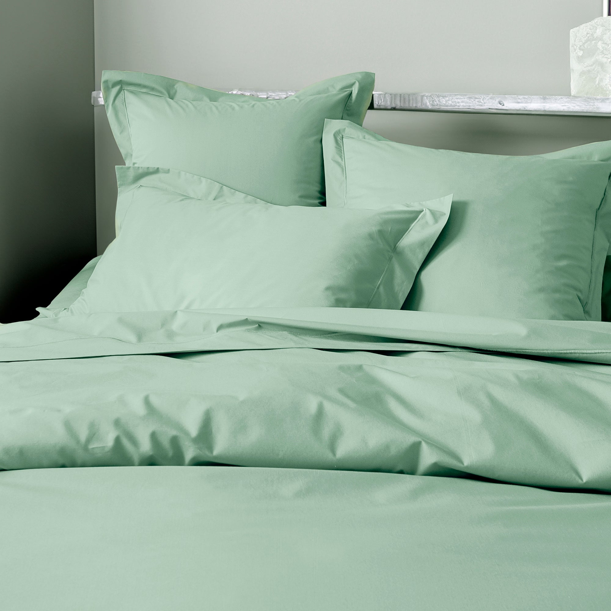 Housse de couette Percale 140 x 200 cm Pur Coton Peigné Longues Fibres 80 Fils/cm² Celedon
