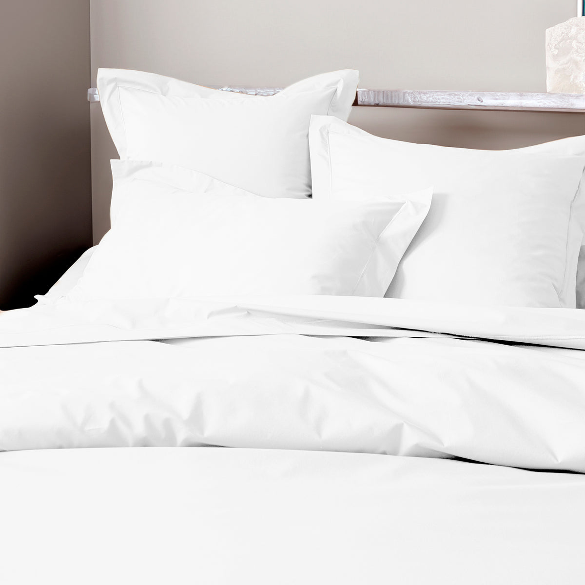 Taie d'oreiller Percale 65 x 65 cm Pur Coton Peigné Longues Fibres 80 Fils/cm² Neige