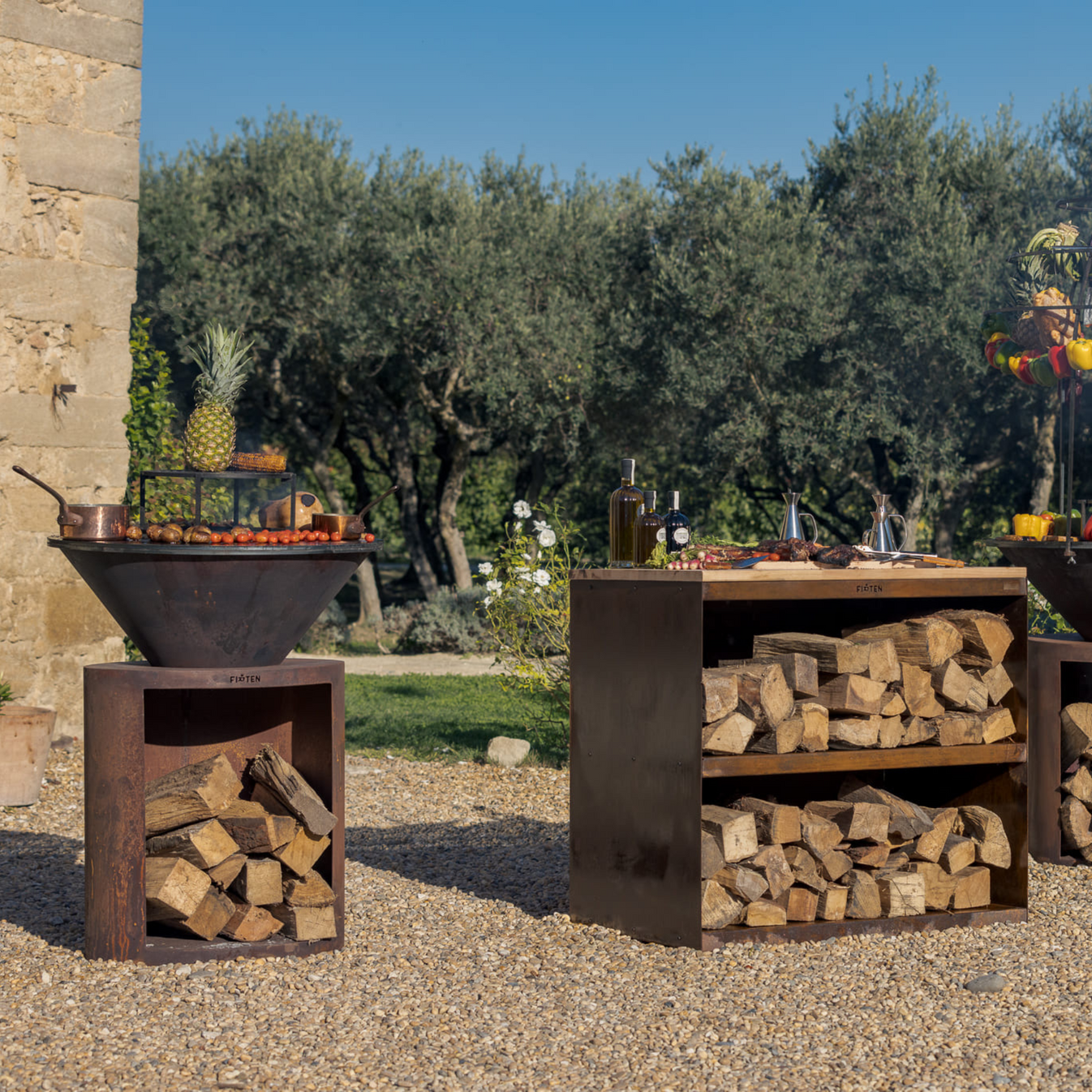 Brasero plancha Ellipse 80 corten plaque inox