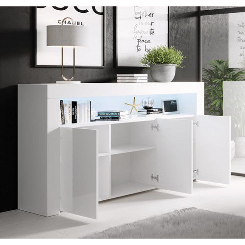 Buffet couleur blanc brillant - 155 X 92 cm - Aker