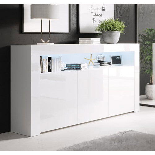 Buffet couleur blanc brillant - 155 X 92 cm - Aker