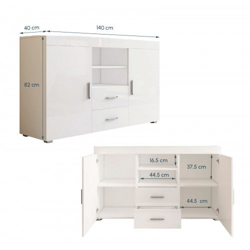 Buffet couleur blanc - 140 X 82 cm - Randy