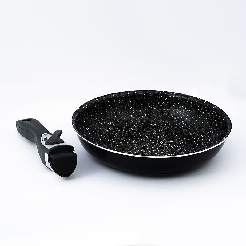 Batterie de cuisine revêtement pierre avec manche amovible 10 pièces Herzberg - Noir
