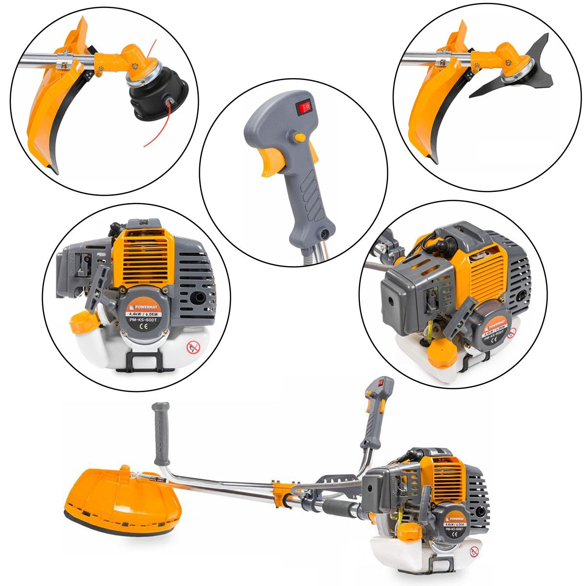 Débroussailleuse thermique avec moteur 2 temps 49 cm³ 6 CV effectif + kit d'accessoires