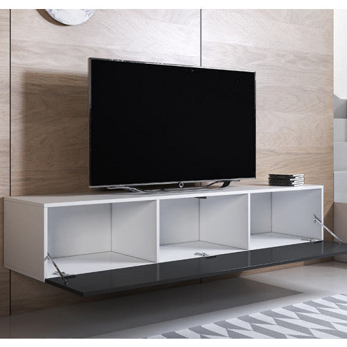 Meuble TV couleur blanc & noir - 160 x 30 cm - Leiko H2