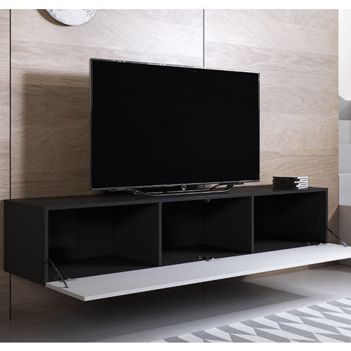 Meuble TV couleur noir & blanc - 160 x 30 cm - Leiko H2