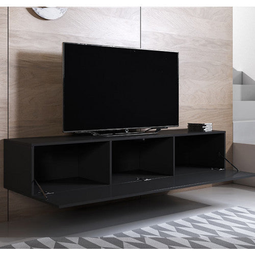 Meuble TV couleur noir - 160 x 30 cm - Leiko H2