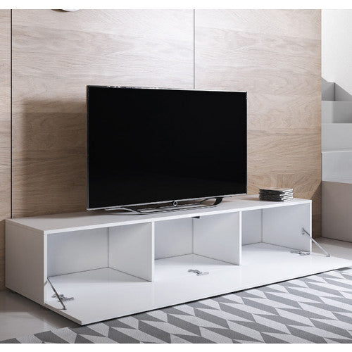 Meuble TV couleur blanc - 160 x 32 cm - Leiko H2
