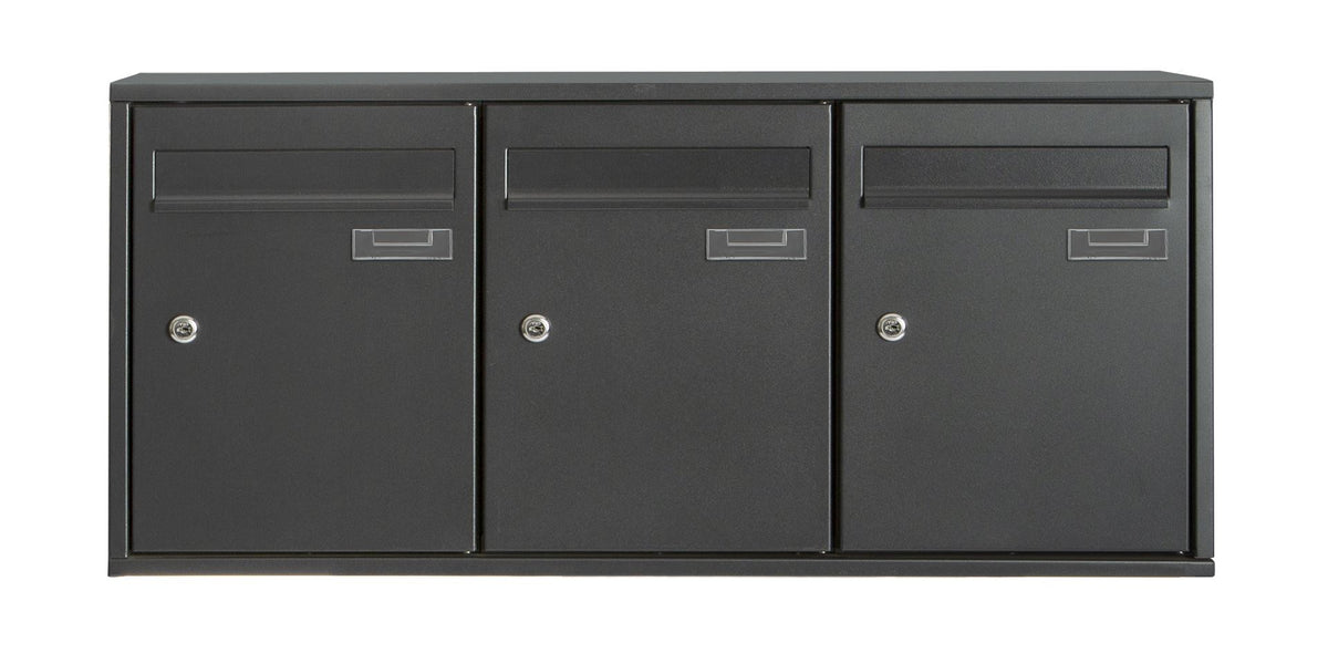 Boîte aux lettres 3 compartiments - noir mat