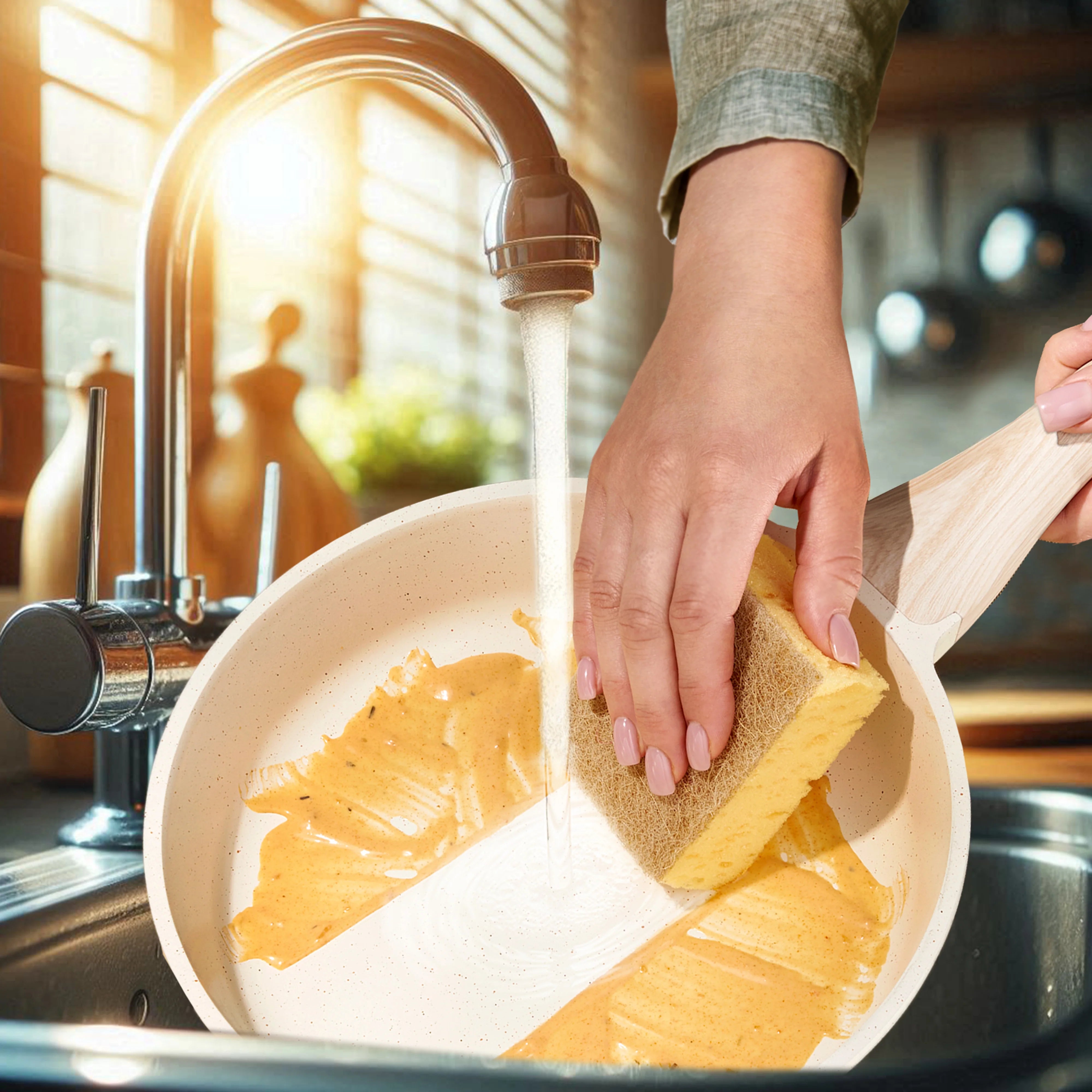Batterie de cuisine 13 pièces antiadhésives en Granit beige - Tous feux dont induction