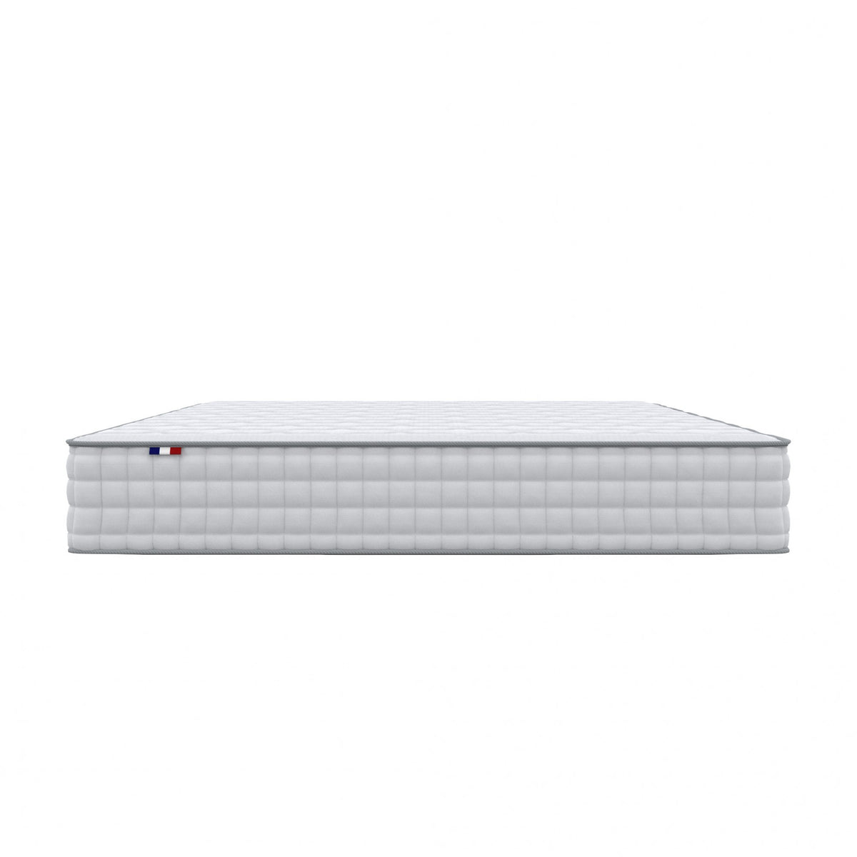 Ensemble literie : matelas 23 cm à ressorts COSMOS et sommier Gris chiné - qualité française