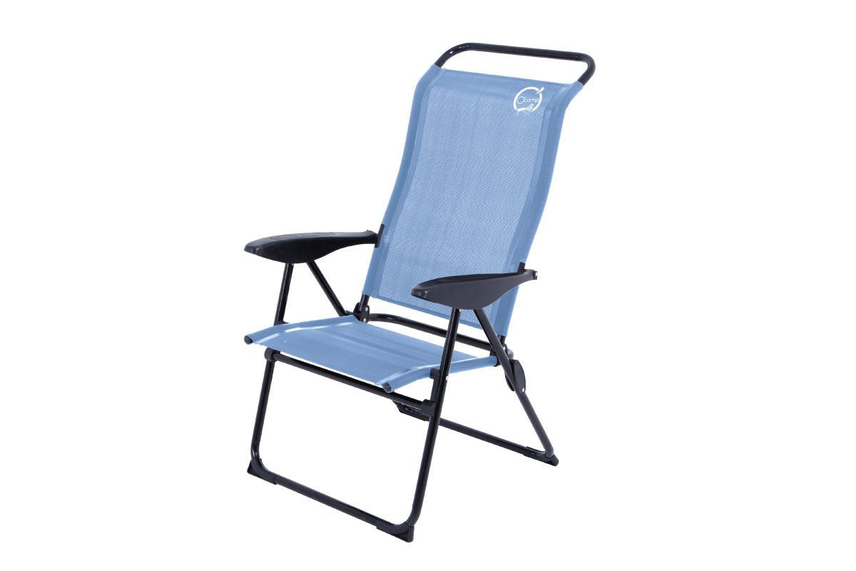Lot de 2 Fauteuils de camping 5 positions pliable - Bleu - 70 x 62 x 105 cm (