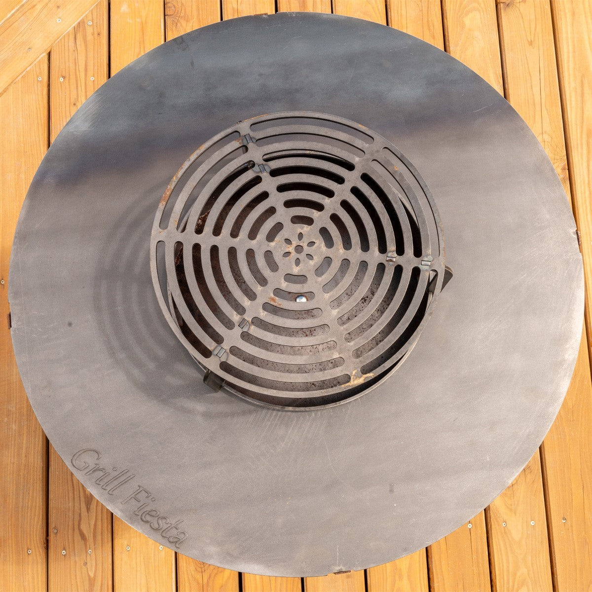 Brasero haut acier corten avec plaque et grille amovible inox barbecue plancha extérieur Ø 75 cm