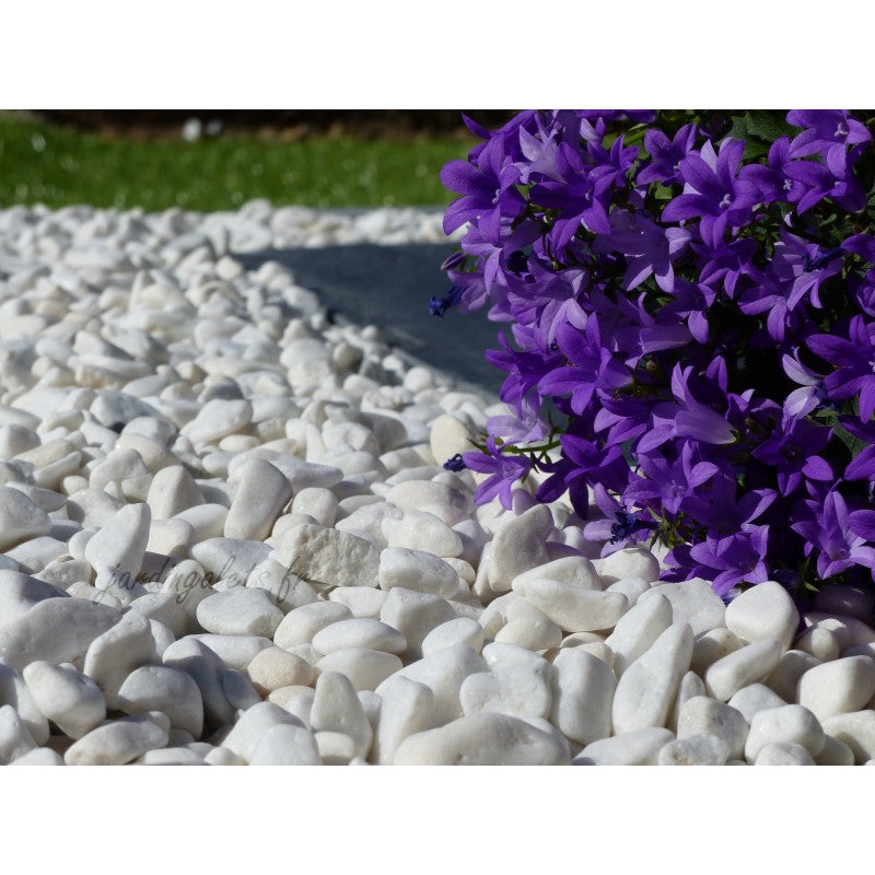 Galets blanc décoratifs 10/15 - reflets pailletés - 60 kg/m²