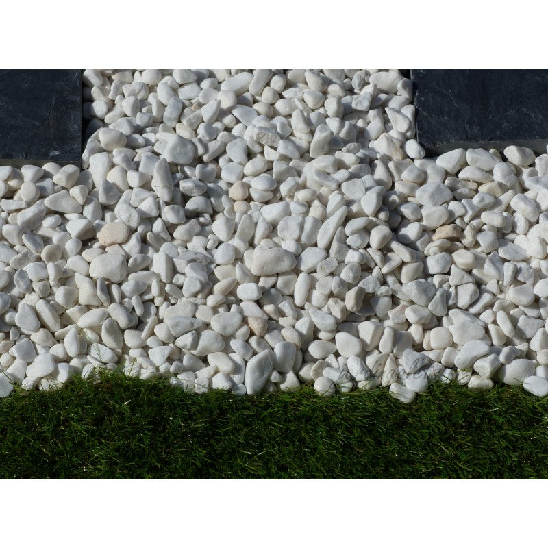 Galets blanc décoratifs 10/15 - reflets pailletés - 60 kg/m²