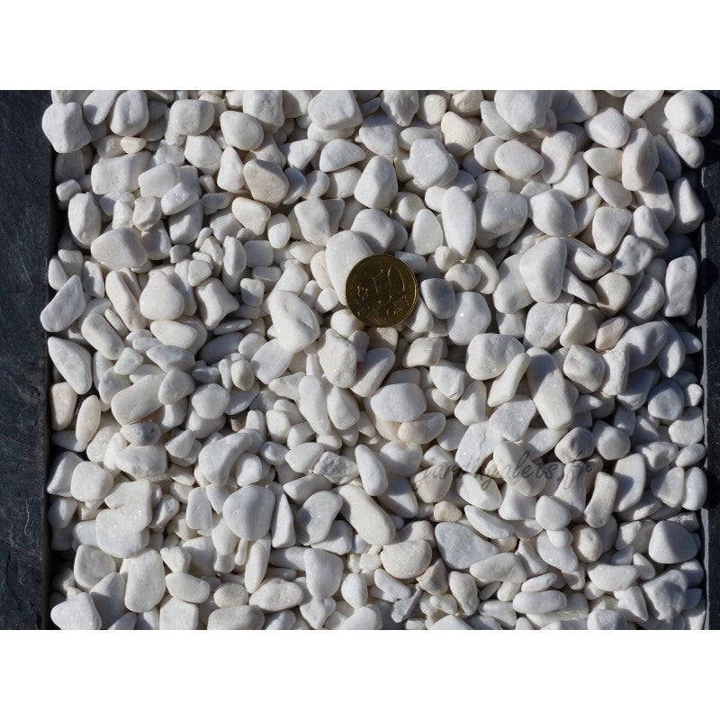 Galets blanc décoratifs 10/15 - reflets pailletés - 60 kg/m²