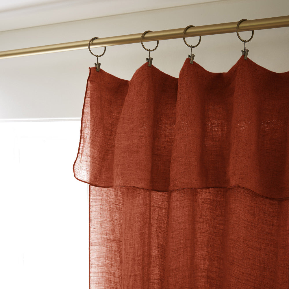 Rideau ajustable + 8 anneaux pince 140 x 270 cm Lin lavé SOLINE Paprika