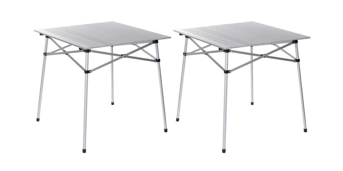 Lot de 2 tables à lattes de camping - Housse de transport inclus - 70 x 70 x 70 cm