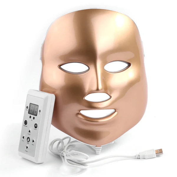 Masque LED visage luminothérapie or