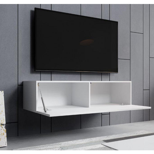 Meuble TV suspendu Blanc - 120 X 30 cm - Amara M1