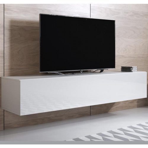 Meuble TV couleur blanc - 160 x 30 cm - Leiko H2