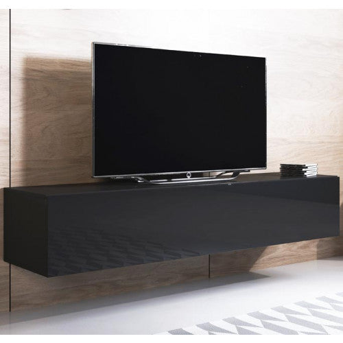 Meuble TV couleur noir - 160 x 30 cm - Leiko H2