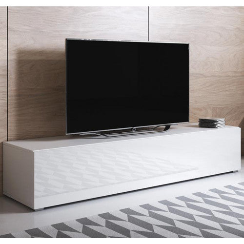 Meuble TV couleur blanc - 160 x 32 cm - Leiko H2