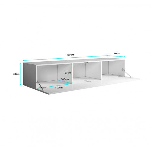 Meuble TV couleur blanc - 160 x 30 cm - Leiko H2